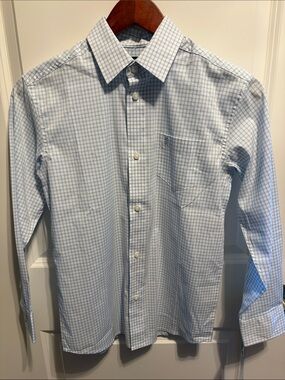 Izod Boys Light Blue Checked Button-Down Shirt